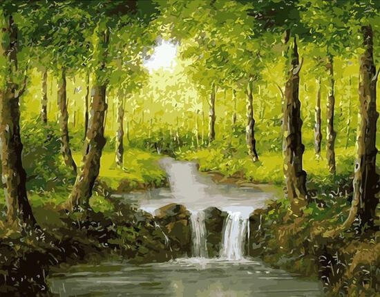 Картина по номерам 40x50 Река в загадочном лесу