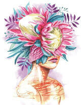 Без бренда «Портрет девушка с оригинальными цветами на голове» в Вологде