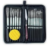 Без бренда «Набор кистей для рисования в чехле, премиум набор (15 нейлоновых кистей, 1 мастихин) белые» в Вологде