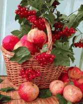 Без бренда «Плетёная корзина с калиной и яблоками» в Вологде