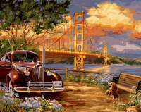 Без бренда «Американский автомобиль на фоне моста через залив» в Вологде