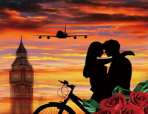 Влюбленные на фоне самолета и Биг-Бена