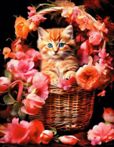 Без бренда «Рыжий котенок в корзине с цветами» в Вологде в интернет-магазине  Без бренда «Рыжий котенок в корзине с цветами» в Вологде