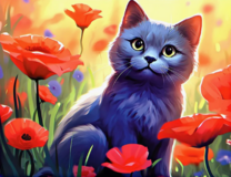 Без бренда «Серый котик и маки» в Вологде в интернет-магазине  Без бренда «Серый котик и маки» в Вологде