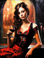 Без бренда «Обворожительная брюнетка с бокалом красного вина» в Вологде в интернет-магазине  Без бренда «Обворожительная брюнетка с бокалом красного вина» в Вологде