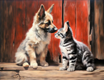 Без бренда «Знакомство котенка и щенка» в Вологде в интернет-магазине  Без бренда «Знакомство котенка и щенка» в Вологде