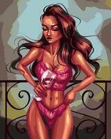 Без бренда «Девушка в нижнем белье с бокалом вина» в Вологде в интернет-магазине  Без бренда «Девушка в нижнем белье с бокалом вина» в Вологде